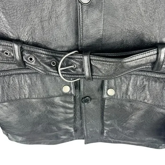 Saint Laurent Saharienne Lambskin Leather Belted Jacket K-Pop Black Mens Size 52 - Picture 5 of 11